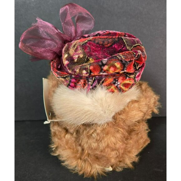Sersha Jointed Teddy "Bonnie" Bear Serieta Harrell Mohair Fur Scarf Velvet Hat - Picture 6 of 13